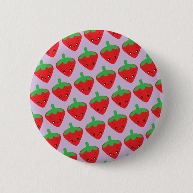 Kawaii Strawberry 2 Inch Round Button (Front)