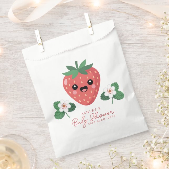 Kawaii Strawberry Baby Shower Favour Bag (Clipped)
