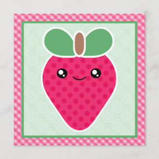 Kawaii Strawberry Birthday Party Invitations