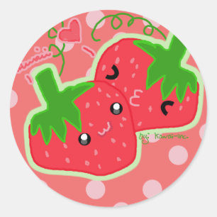 Kawaii Strawberry Classic Round Sticker
