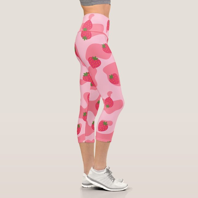 kawaii strawberry cow pattern capri leggings (Right)