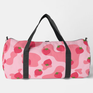 kawaii strawberry cow pattern  duffle bag