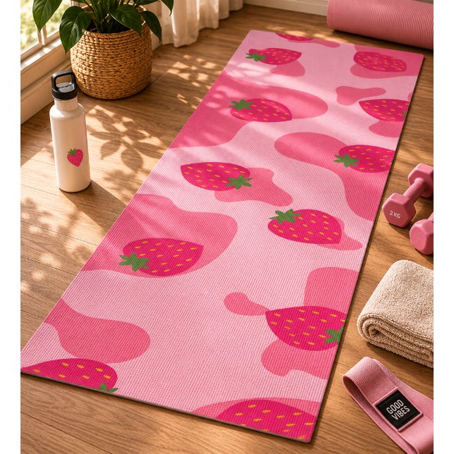 kawaii strawberry cow pattern  yoga mat (Creator Uploaded)