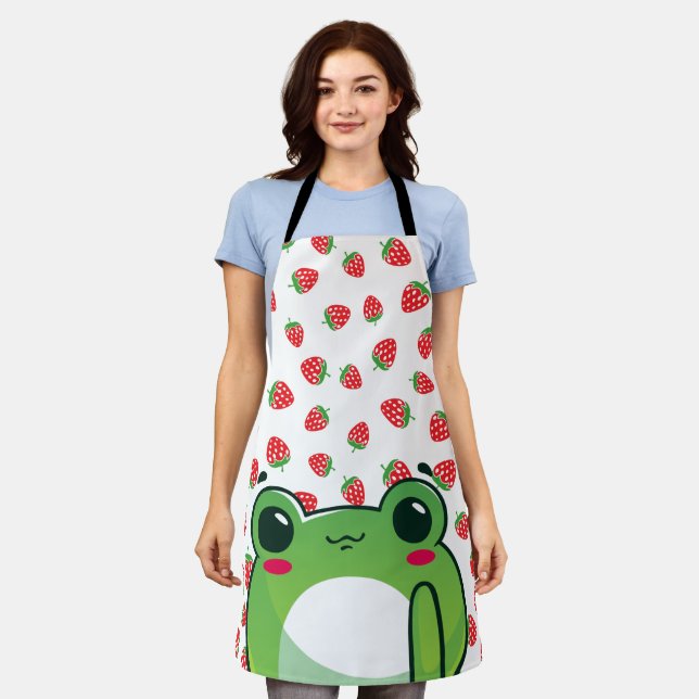 Kawaii Strawberry Frog Apron (Worn)