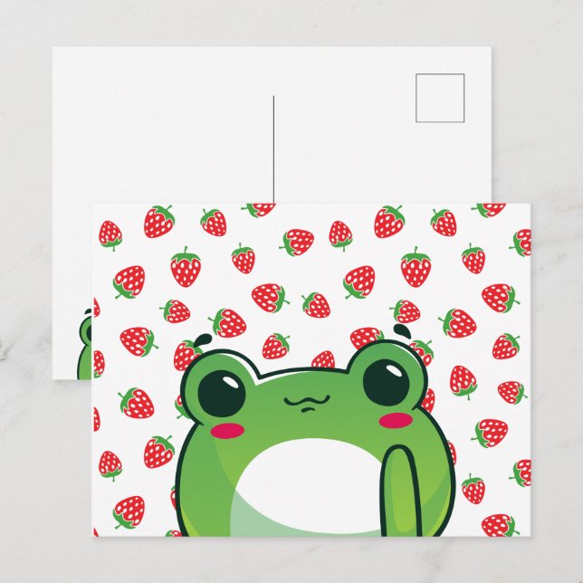 Kawaii Strawberry Frog Postcard (Front/Back)