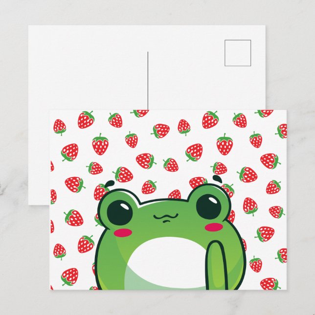 Kawaii Strawberry Frog Postcard (Front/Back)