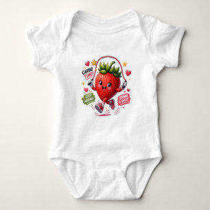 Kawaii Strawberry Jump Rope Fitness Sticker Baby Bodysuit