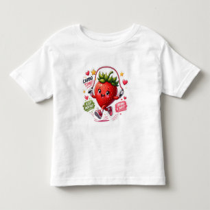 Kawaii Strawberry Jump Rope Fitness Sticker Toddler T-shirt