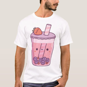 Kawaii Strawberry Milk Boba Tea T-Shirt