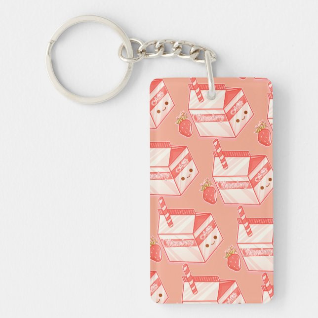 Kawaii Strawberry Milk Carton - Cute Aesthetic Art (Devant)