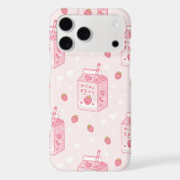 Kawaii Strawberry Milk Carton Pink Pattern