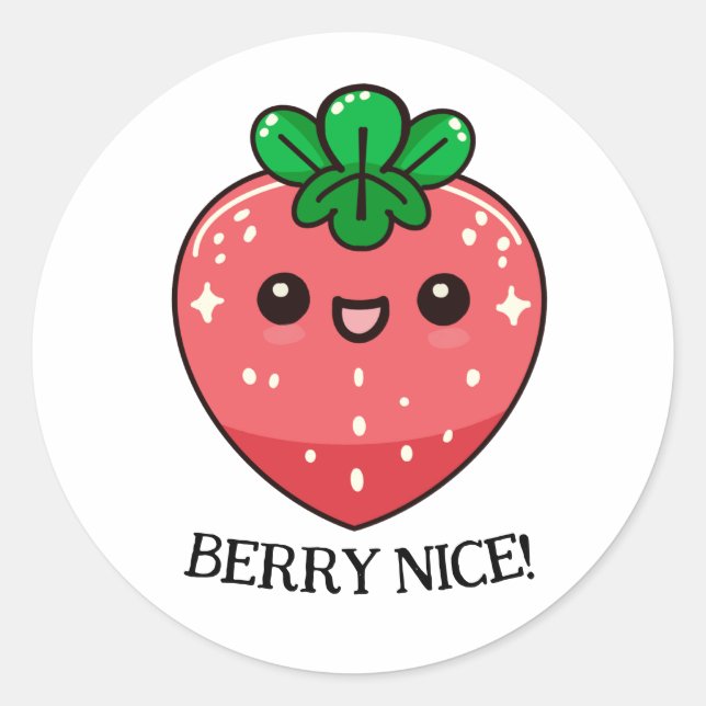 Kawaii Strawberry Motivation Personalizable Classic Round Sticker (Front)
