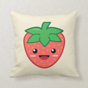 Kawaii Strawberry Throw Pillow