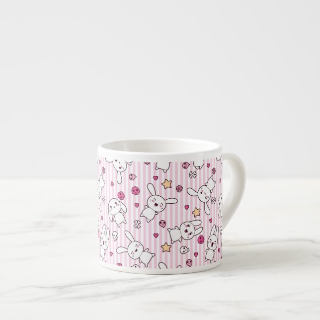 kawaii stripes pattern espresso cup (Front Right)