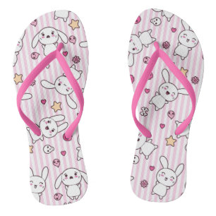 kawaii stripes pattern flip flops