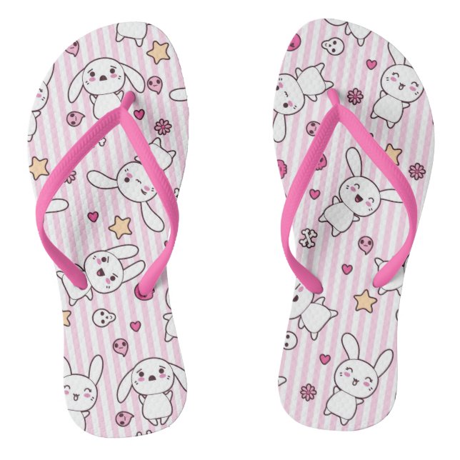 kawaii stripes pattern flip flops (Footbed)