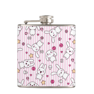 kawaii stripes pattern hip flask
