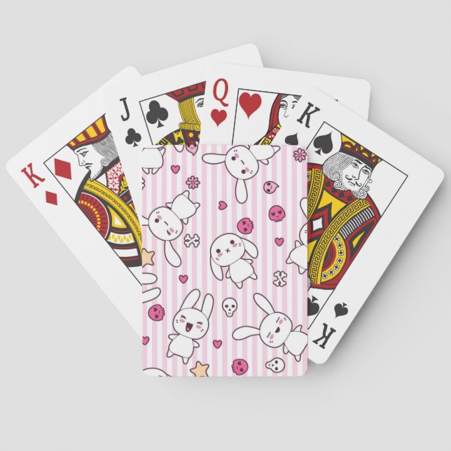 kawaii stripes pattern playing cards (Back)