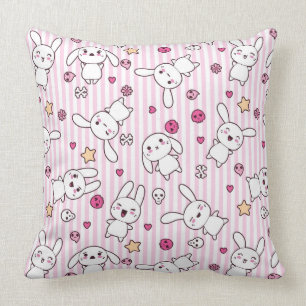kawaii stripes pattern throw pillow