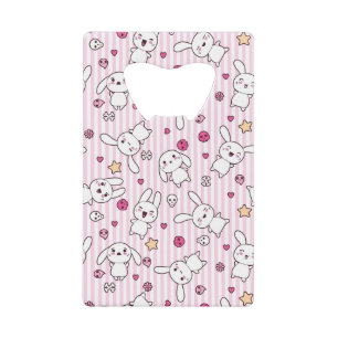 kawaii stripes pattern wallet bottle opener