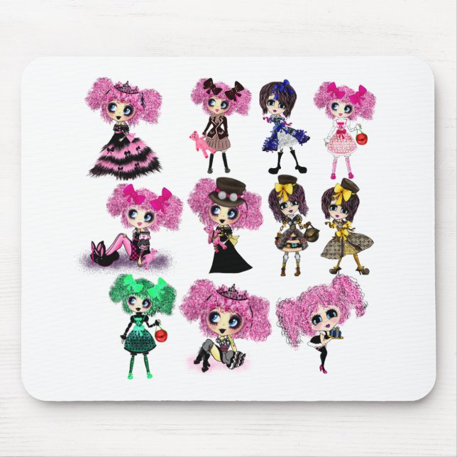 Kawaii Student Girl with PinkyP Mouse Pad (Front)