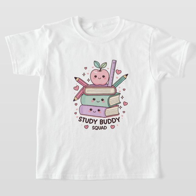 Kawaii Study Buddy Squad School Supplies  T-Shirt (Laydown)