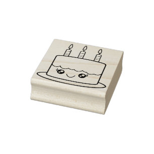 Kawaii Style Birthday Cake  Rubber Stamp