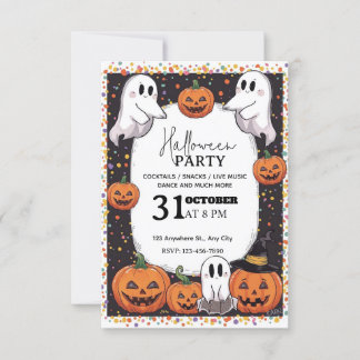Kawaii-Style Halloween Party Invitation – Editable