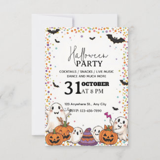 Kawaii-Style Halloween Party Invitation – Editable