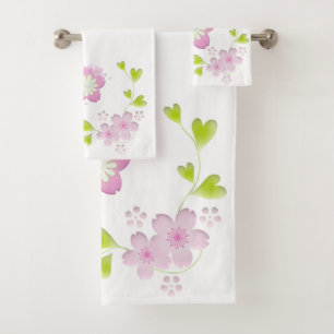 Kawaii Style Sakura Cherry Tree Blossom Bath Towel Set
