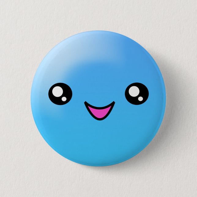 Kawaii Sugar Dots Blueberry Happy Face Button (Front)