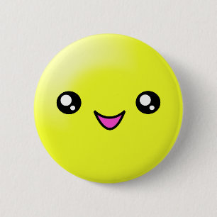 Kawaii Sugar Dots Lemon Happy Face Button