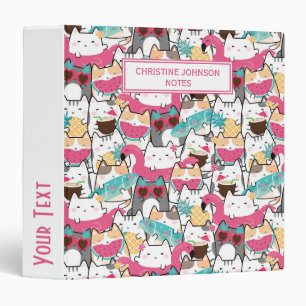 Kawaii Summer Cat Pattern Binder