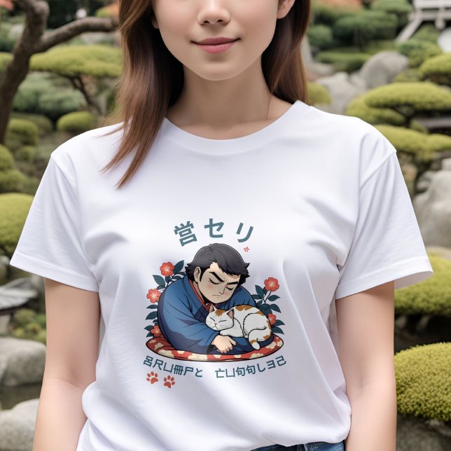 Kawaii Sumotori and Cat Nap - Cute Japanese Design T-Shirt (Creator Uploaded)