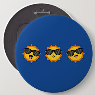 Kawaii Sun with Sunglasses Happy Emoji Faces 6 Inch Round Button