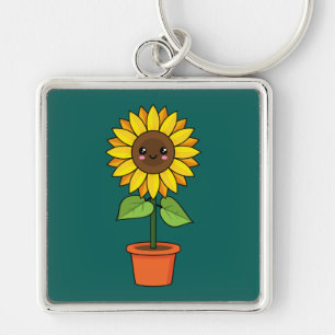 Kawaii Sunflower Plant in a Pot Keychain