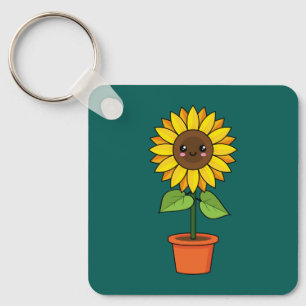 Kawaii Sunflower Plant in a Pot Keychain