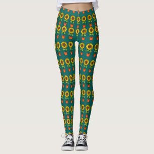 Kawaii Sunflower Plant in a Pot Leggings