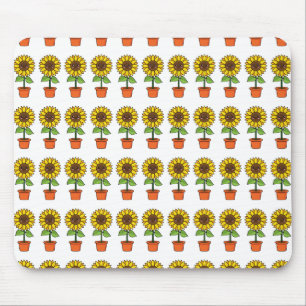 Kawaii Sunflower Plant in a Pot Mouse Pad