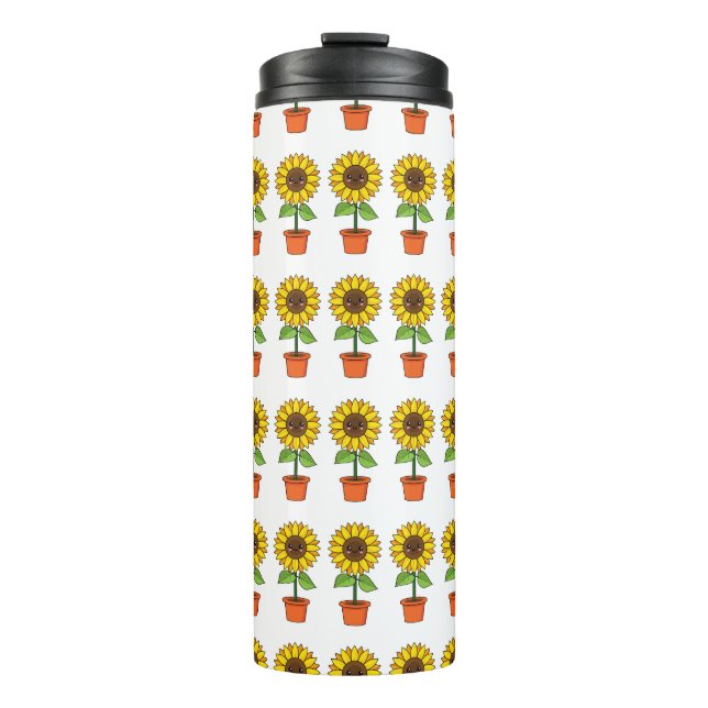 Kawaii Sunflower Plant in a Pot Thermal Tumbler (Front)