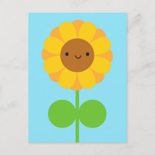 Kawaii Sunflower Postcard