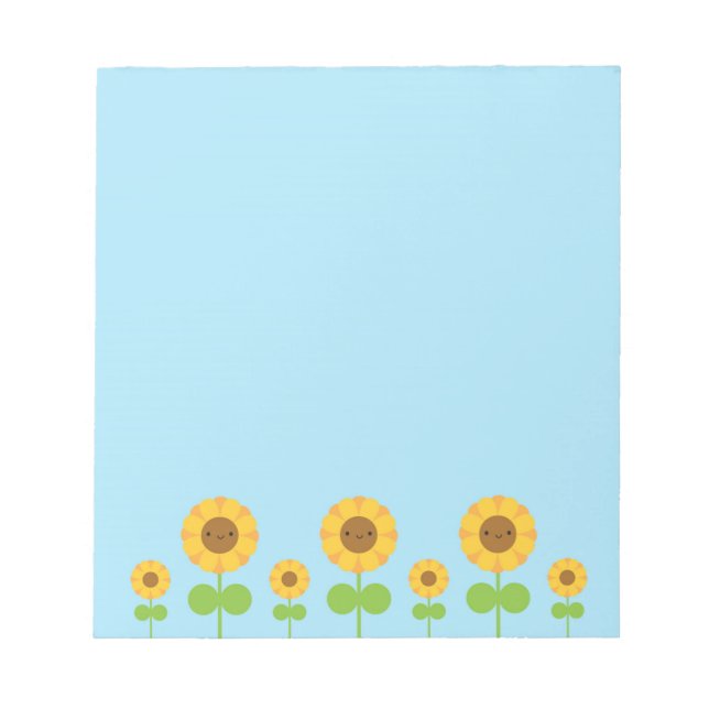 Kawaii Sunflowers Notepad (Front)