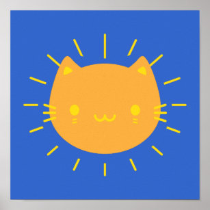 Kawaii Sunshine Cat Poster