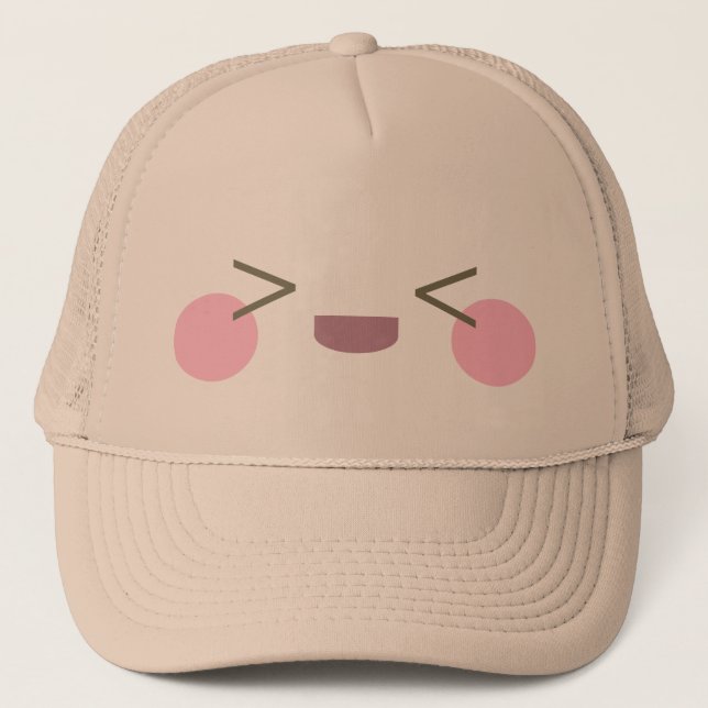 Kawaii Super Happy Face Joyful Delight Trucker Hat (Front)