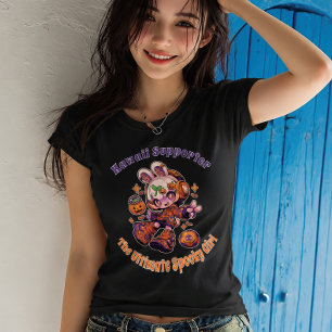 Kawaii Supporter Halloween Anime Girl Soccer  T-Shirt