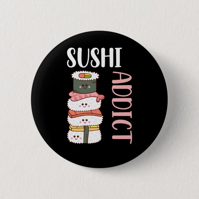 Kawaii Sushi Anime Cute Japanese Food 2 Inch Round Button (Front)