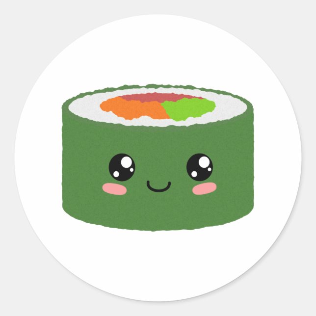 Kawaii Sushi Classic Round Sticker (Front)