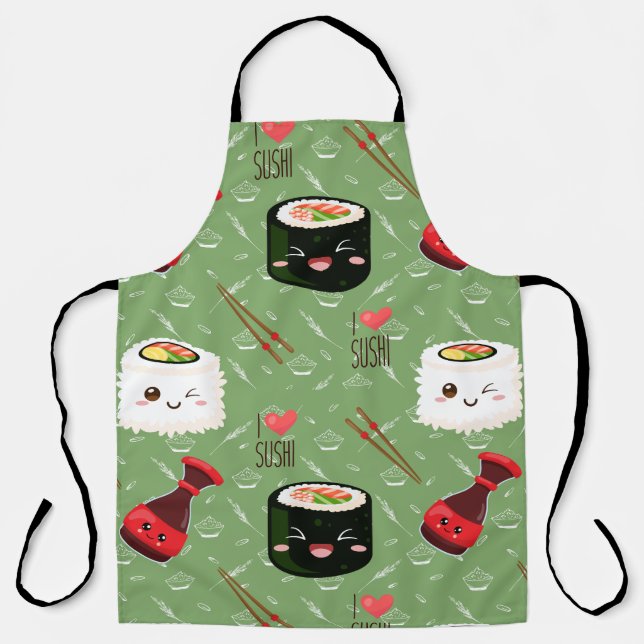 Kawaii Sushi Pattern Apron (Front)