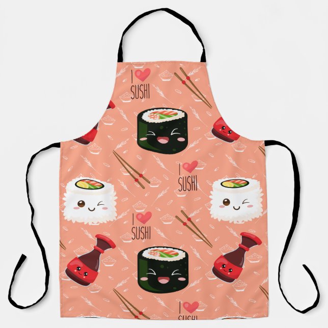 Kawaii Sushi Pattern Apron (Front)
