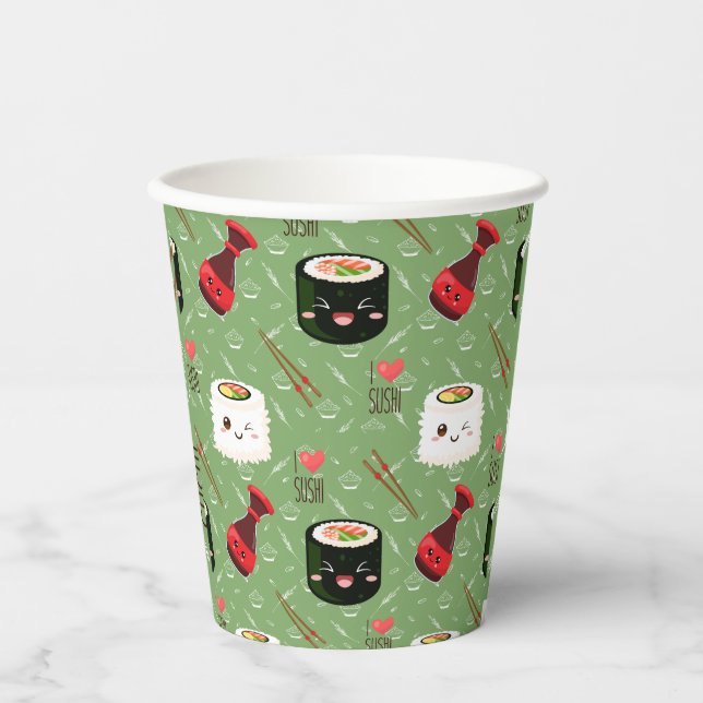 Kawaii Sushi Pattern   Paper Cups (Front)